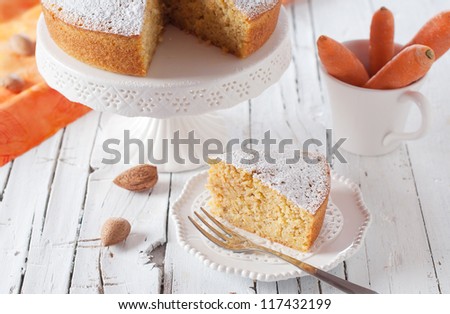 Homemade cake with carrot and almond