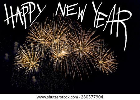 fire work for happy new year on night background