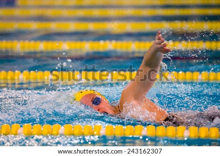 MILAN - DECEMBER  23:  S. Negri   (Italy)  free style performing in  Swimming Meeting Brema Cup on December  23, 2014 in Milan, Italy.