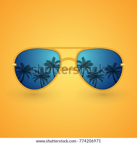 Summer sunglasses with palms Stock foto © 