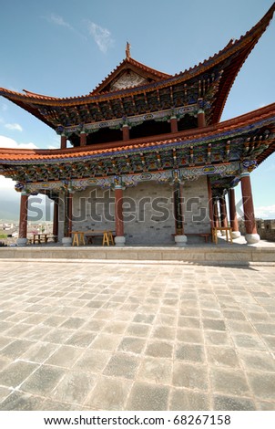 Buddhist gate house temple in Chongsheng monastery, Dali, Yunnan province, China.