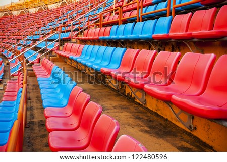 seats, red and blue stadium seats rows on stadium