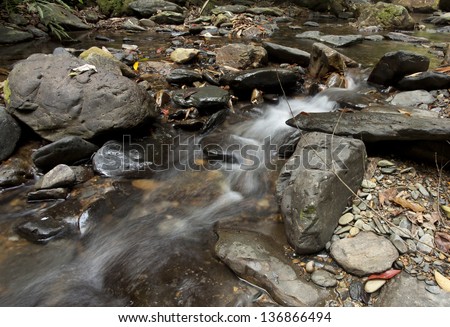stream flow, waterfall stream flow showing movement with rocks
