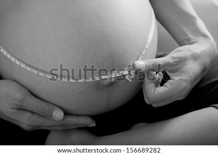 pregnancy belly, Asian pregnancy woman in studio