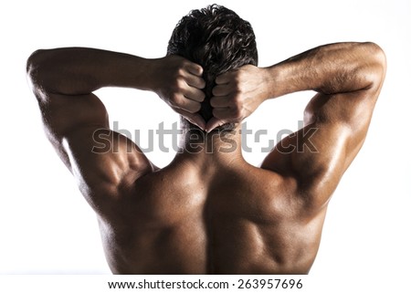 muscle man, a naked body of European latin muscle man showing off