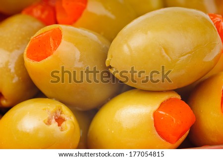 stuffed green olives as  background