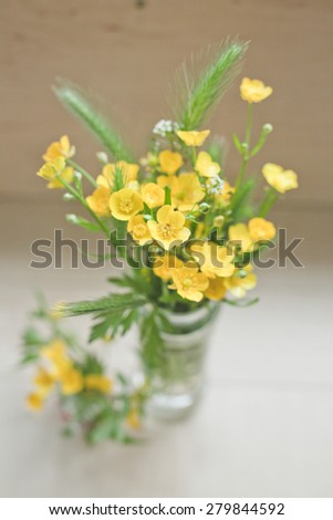 Summer bouquet of wild flowers in a vase