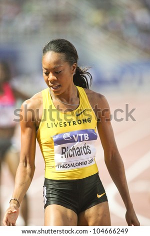 THESSALONIKI, GREECE - SEPTEMBER 12:American track and field athlete who competes for the United States Sanya Richards on September 12, 2009 in Kaftatzoglio stadium, Thessaloniki, Greece