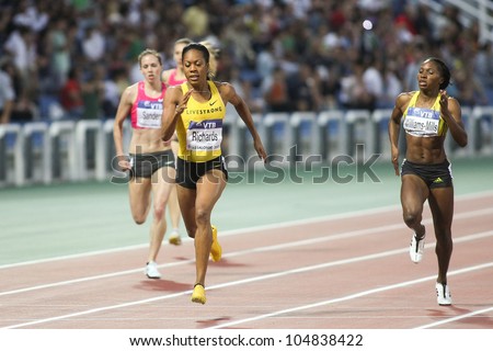 THESSALONIKI, GREECE - SEPTEMBER 12:IAAF / VTB Bank World Athletics Final  American track and field athlete Sanya Richards on September 12, 2009 in Kaftatzoglio stadium, Thessaloniki, Greece
