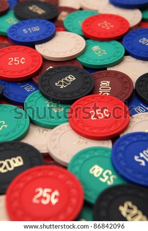 Photo of generic antique poker chips.
