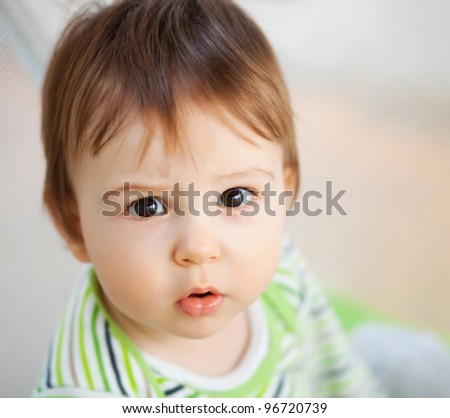 Portrait of adorable child apparently confused