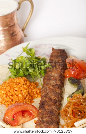 Turkish traditional kebab specials ready to serve with ayran