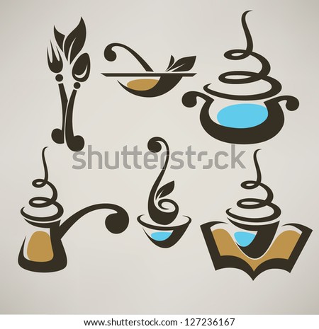 vector collection of cooking equipment and food symbols