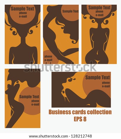 vector collection of business cards for beauty salon, hairdressers, solarium, or plastic surgery