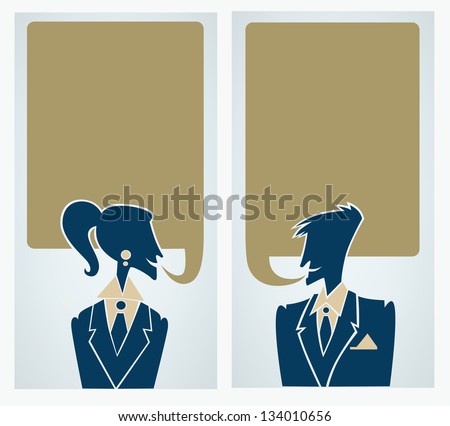 man and woman, communication banners and templates