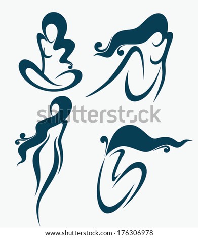 vector collection images and symbols for beauty salon, hairdressers or plastic surgery
