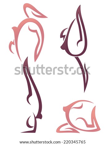 yoga practice and other woman exercise, vector collection of signs and symbols