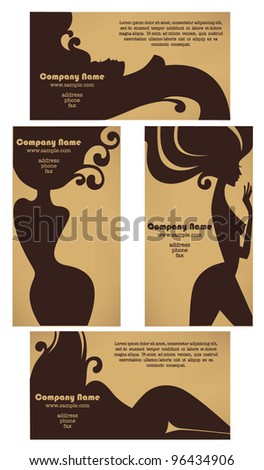 vector collection of business cards for beauty salon, hairdressers, solarium, or plastic surgery