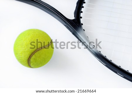Photo of tennis racket and balls isolated on the white