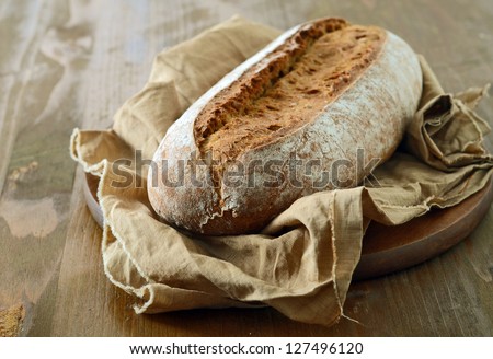 fresh homemade rustic wholegrain bread
