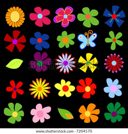 Colorful Spring Flowers Vector Illustration - 7204570 : Shutterstock