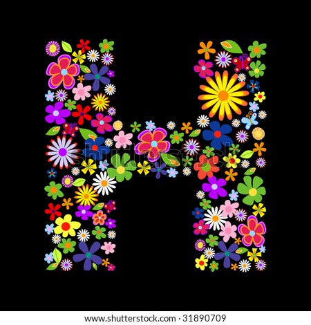 Vector Flower Font, Letter H - 31890709 : Shutterstock