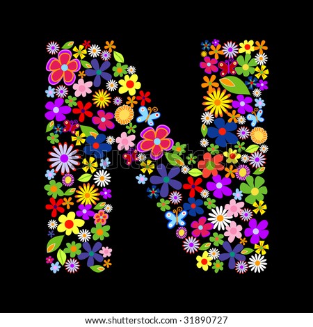 Vector Flower Font, Letter N - 31890727 : Shutterstock