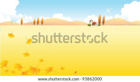 Autumn leaves and landscape