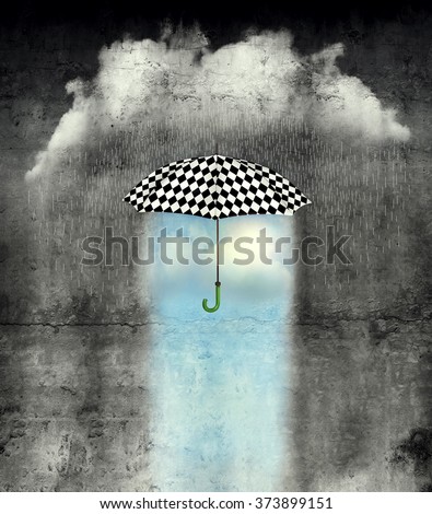 Similar – Image, Stock Photo A checkered umbrella in the shop window, a parked red car reflected in the sunlight.