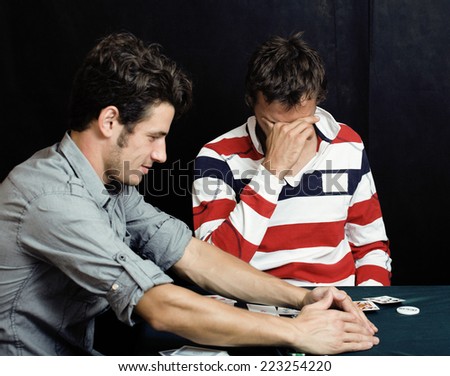 young real people playing poker