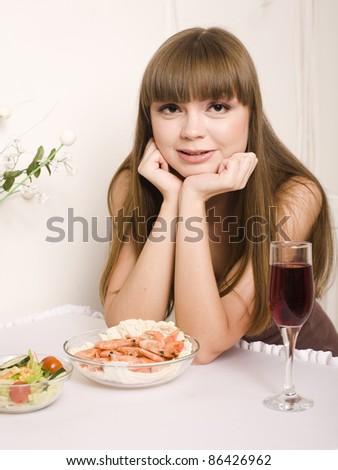stock photo of pretty woman in restaurant
