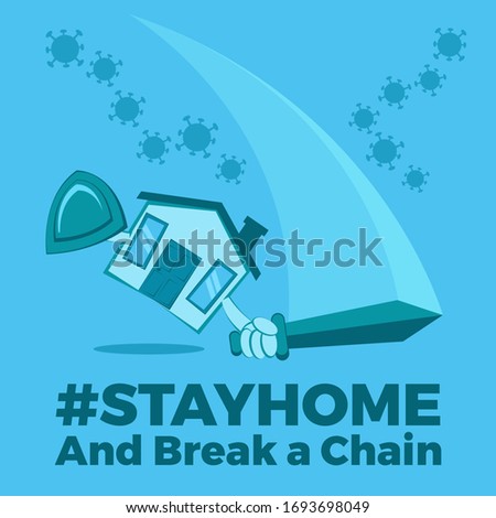 Illustration vector graphic of house, slash and break a Covid-19 pandemic chain