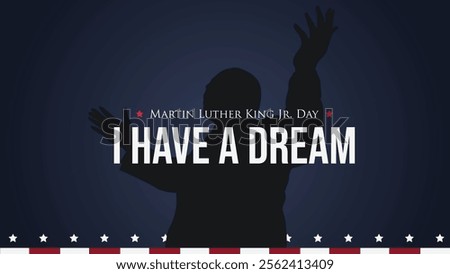 Elegant vector design celebrating Martin Luther King Jr Day, incorporating United States flag colors in a modern and professional layout. Suitable for digital and print materials honoring the occasion