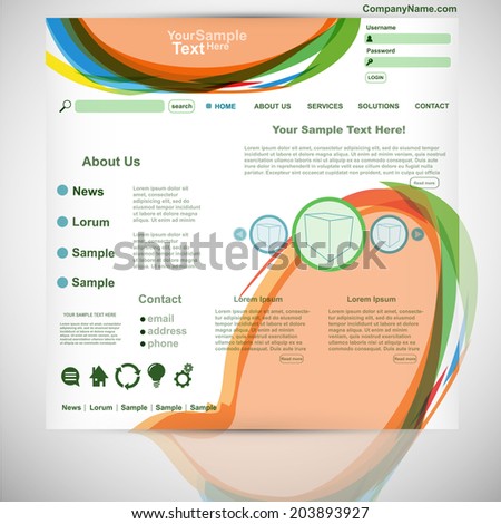 Colorful design website  template, vector
