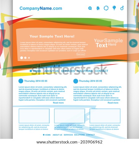 Website design colorful template, vector