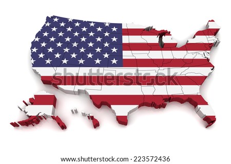 3D map of United States of America Stockfoto © 