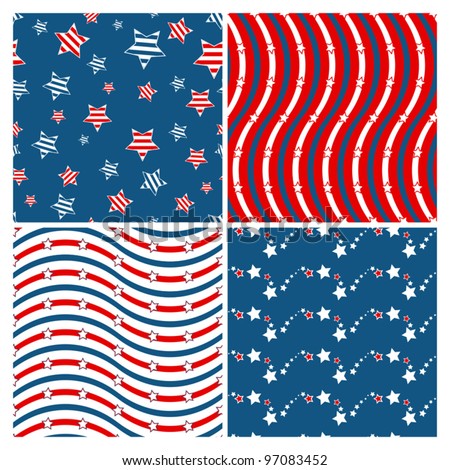 Set Of Seamless Patterns Devoted To 4th Of July Stock Vector ...