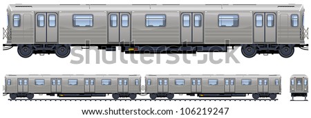 Subway train  (Train #12). Pixel optimized. Elements are in the separate layers. In the side, back and front views.