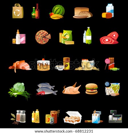 Foodstuff Vector Icons. Expansion Of The Series - 68812231 : Shutterstock