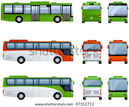 City and tourist buses  in vector  (Set #31)

