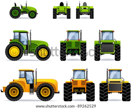 Tractors (Set #41). Set of the car icons in vector.