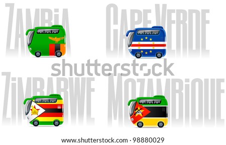 Travel cartoon icons: buses (set #19 )