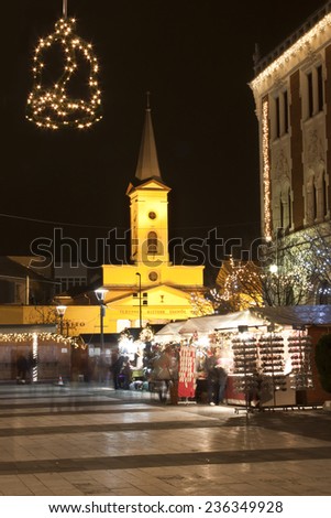 BUDAPEST - DECEMBER 5. : Christmas fair stands on the Saint Stephen square in Ujpest in Budapest on December 5., 2014. in Budapest.