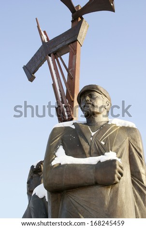 KEMEROVO, RUSSIA - DECEMBER 29, 2010. Monument to workers of home front in Kemerovo city, capital of Kemerovskaya region, Siberia, Russia