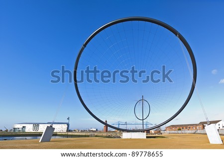 MIDDLESBOROUGH, UK – NOVEMBER 12: Temenos: Anish Kapoor (50mX120m) 1st of 5 public art pieces that will form the worlds largest art installation Tees Valley Giants at Middlehaven Dock November 12th 2011