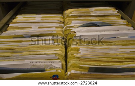 Dental Records in Filing Cabinet Drawer