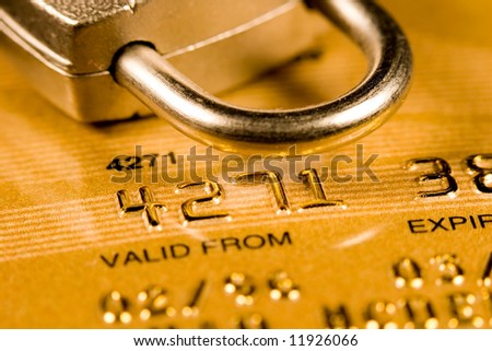 Close up of a credit or debit card for security background