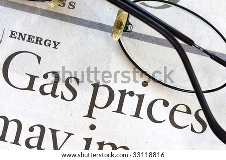 High price for energy and gasoline in a news article headline
