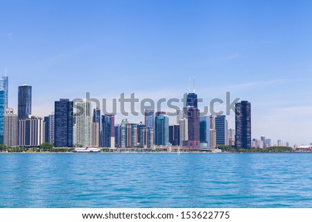 Chicago Skyline With Blue Clear Sky