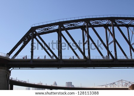 LOUISVILLE, KY - FEBRUARY 7: The Big Four Pedestrian Bridge opened to the public on February 7, 2013 in Louisville, Kentucky. The bridge was originally built for rail traffic in 1929.